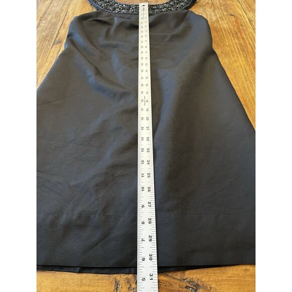 Shoshanna Black Dress Wool Silk Blend Beaded Neckline Size 6 Lined Pockets Mini - Picture 8 of 10